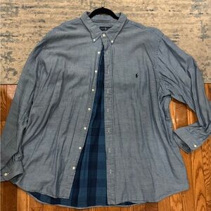 Ralph Lauren 4XB Fleece-Lined Chambray Button Down Shirt Big and Tall